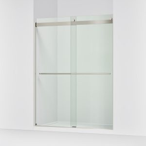 Levity Plus Frameless sliding shower door, 77-9/16" H x 56-5/8 - 59-5/8" W, with 5/16"-thick Crystal Clear glass - K-702424-L-BNK
