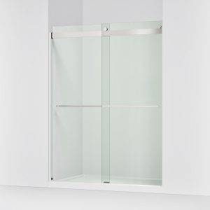 Levity Plus Frameless sliding shower door, 77-9/16" H x 56-5/8 - 59-5/8" W, with 5/16"-thick Crystal Clear glass - K-702424-L-SHP