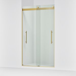 Levity Plus Frameless sliding shower door, 81-5/8" H x 44-5/8 - 47-5/8" W, with 3/8"-thick Crystal Clear glass - K-702427-L-2MB