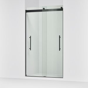 Levity Plus Frameless sliding shower door, 81-5/8" H x 44-5/8 - 47-5/8" W, with 3/8"-thick Crystal Clear glass - K-702427-L-BL