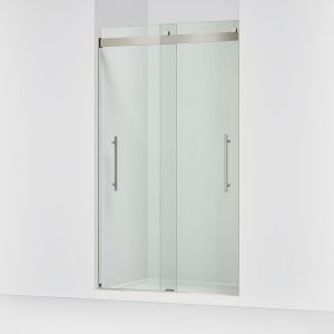 Levity Plus Frameless sliding shower door, 81-5/8" H x 44-5/8 - 47-5/8" W, with 3/8"-thick Crystal Clear glass - K-702427-L-BNK