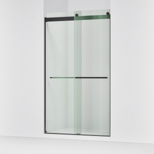 Levity Plus Frameless sliding shower door, 81-5/8" H x 44-5/8 - 47-5/8" W, with 3/8"-thick Crystal Clear glass - K-702428-L-BL
