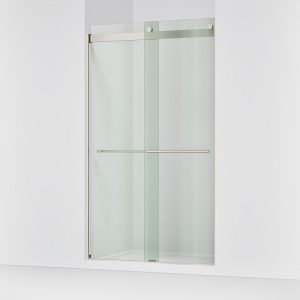 Levity Plus Frameless sliding shower door, 81-5/8" H x 44-5/8 - 47-5/8" W, with 3/8"-thick Crystal Clear glass - K-702428-L-BNK