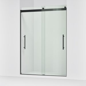 Levity Plus Frameless sliding shower door, 81-5/8" H x 56-5/8 - 59-5/8" W, with 3/8"-thick Crystal Clear glass - K-702429-L-BL