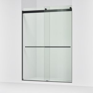 Levity Plus 81-5/8" H sliding shower door with 3/8"-thick glass - K-702430-L-BL