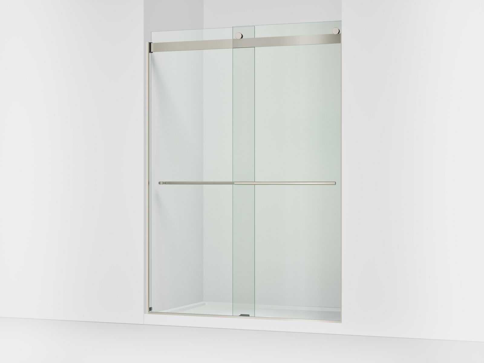 Levity Plus 81-5/8" H sliding shower door with 3/8"-thick glass - K-702430-L-BNK