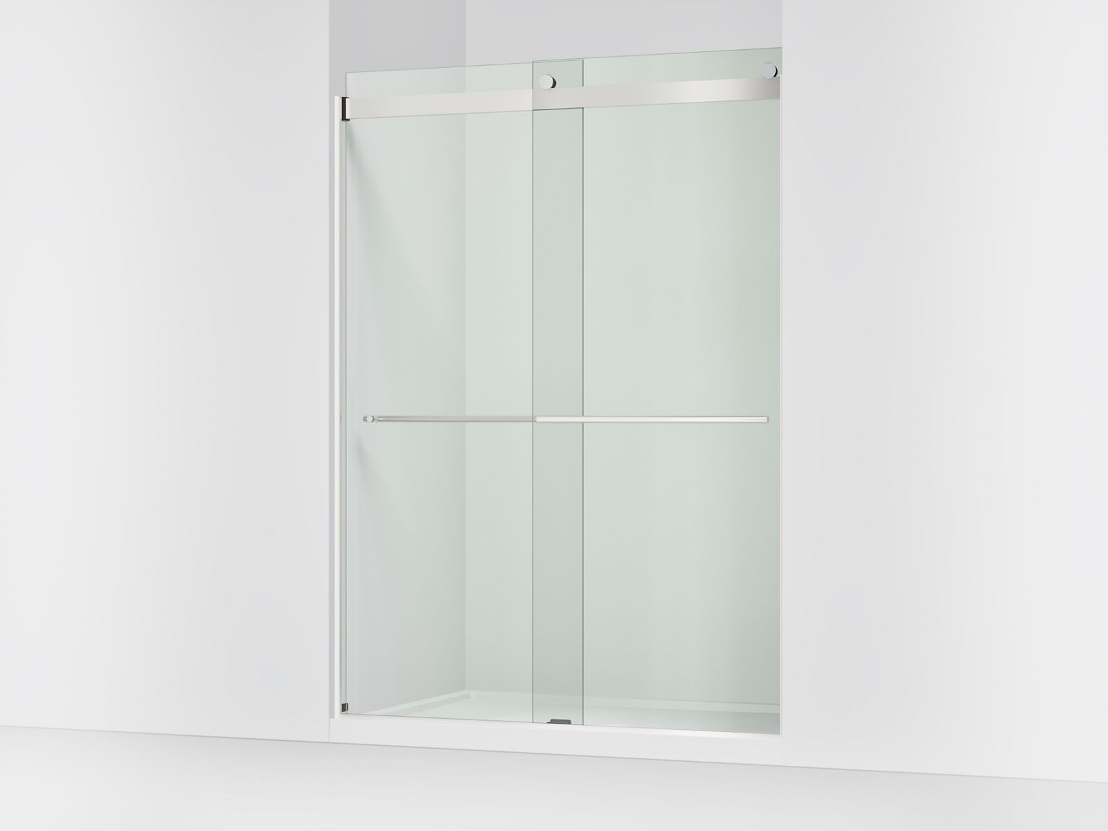 Levity Plus 81-5/8" H sliding shower door with 3/8"-thick glass - K-702430-L-SHP