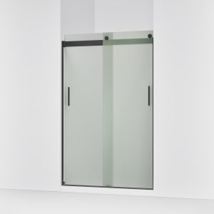 Levity Sliding shower door, 74" H x 43-5/8 - 47-5/8" W, with 1/4" thick Frosted glass - K-706008-D3-BL