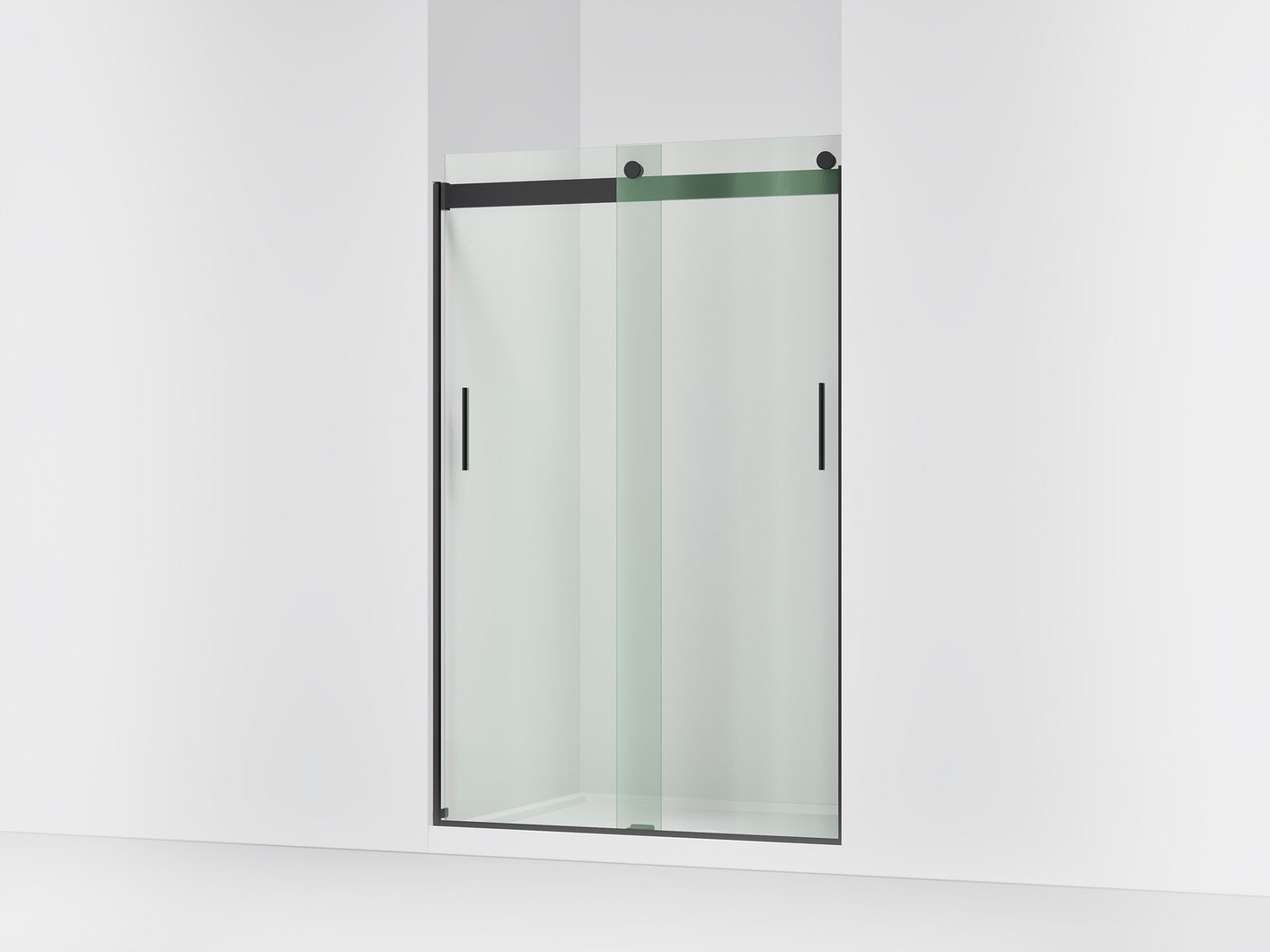 Levity Sliding shower door, 74" H x 43-5/8 - 47-5/8" W, with 1/4" thick Crystal Clear glass - K-706008-L-BL