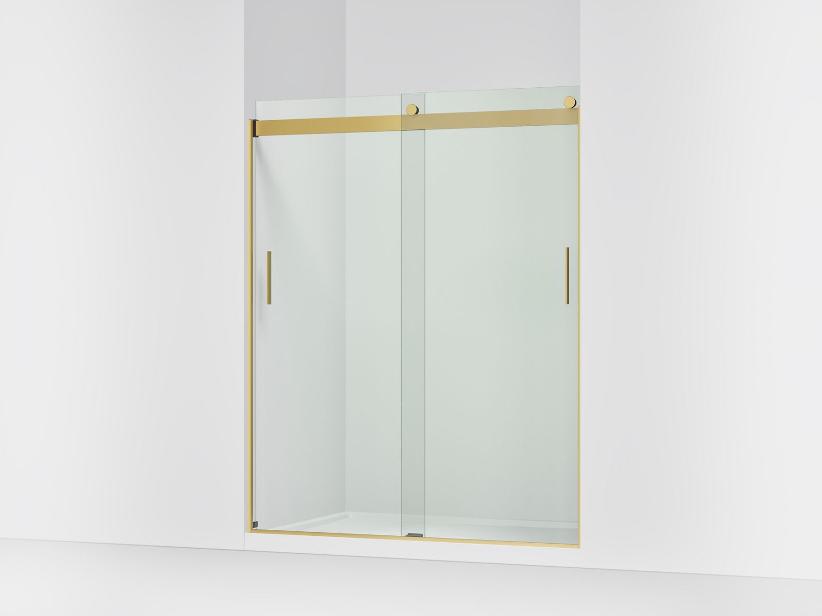Levity Sliding shower door, 74" H x 56-5/8 - 59-5/8" W, with 1/4" thick Crystal Clear glass - K-706009-L-2MB