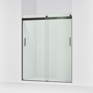 Levity Sliding shower door, 74" H x 56-5/8 - 59-5/8" W, with 1/4" thick Crystal Clear glass - K-706009-L-ABZ