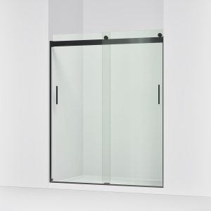 Levity Sliding shower door, 74" H x 56-5/8 - 59-5/8" W, with 1/4" thick Crystal Clear glass - K-706009-L-BL