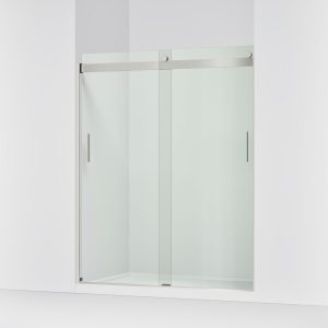 Levity Sliding shower door, 74" H x 56-5/8 - 59-5/8" W, with 1/4" thick Crystal Clear glass - K-706009-L-MX