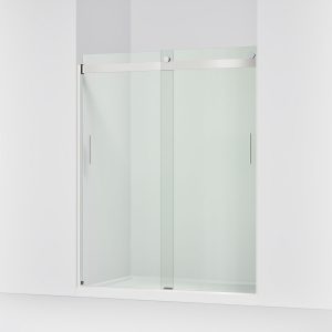 Levity Sliding shower door, 74" H x 56-5/8 - 59-5/8" W, with 1/4" thick Crystal Clear glass - K-706009-L-SH