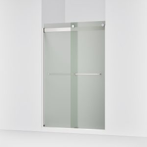Levity Sliding shower door, 74" H x 44-5/8 - 47-5/8" W, with 1/4" thick Frosted glass - K-706014-D3-SH