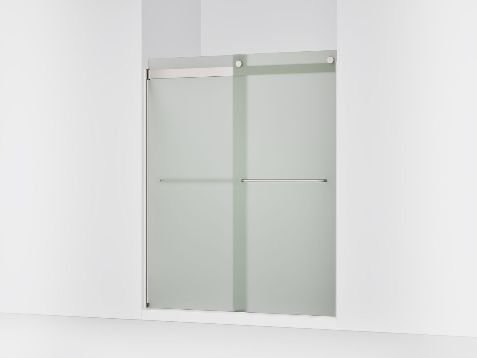 Levity Sliding shower door, 74" H x 56-5/8 - 59-5/8" W, with 1/4" thick Frosted glass - K-706015-D3-MX