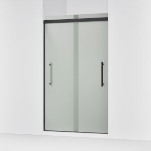 Pleat Frameless sliding shower door, 79-1/16" H x 44-5/8 - 47-5/8" W, with 5/16" thick Frosted glass - K-707601-8D3-BL