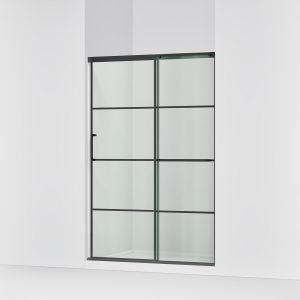 Elate Sliding shower door, 70-1/2" H x 50-1/4 - 53-5/8" W, with 1/4" thick Crystal Clear glass with rectangular grille pattern - K-707607-6G79-BL