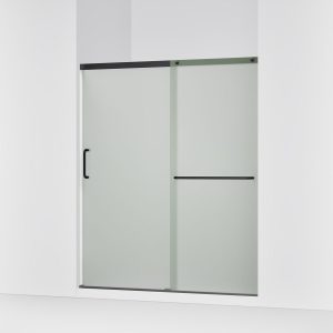 Elate Sliding shower door, 70-1/2" H x 56-1/4 - 59-5/8" W, with 1/4" thick Frosted glass - K-707608-6D3-BL