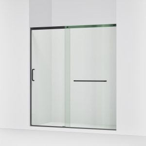 Elate Sliding shower door, 75-1/2" H x 68-1/4 - 71-5/8" W, with heavy 5/16" thick Crystal Clear glass - K-707617-8L-BL