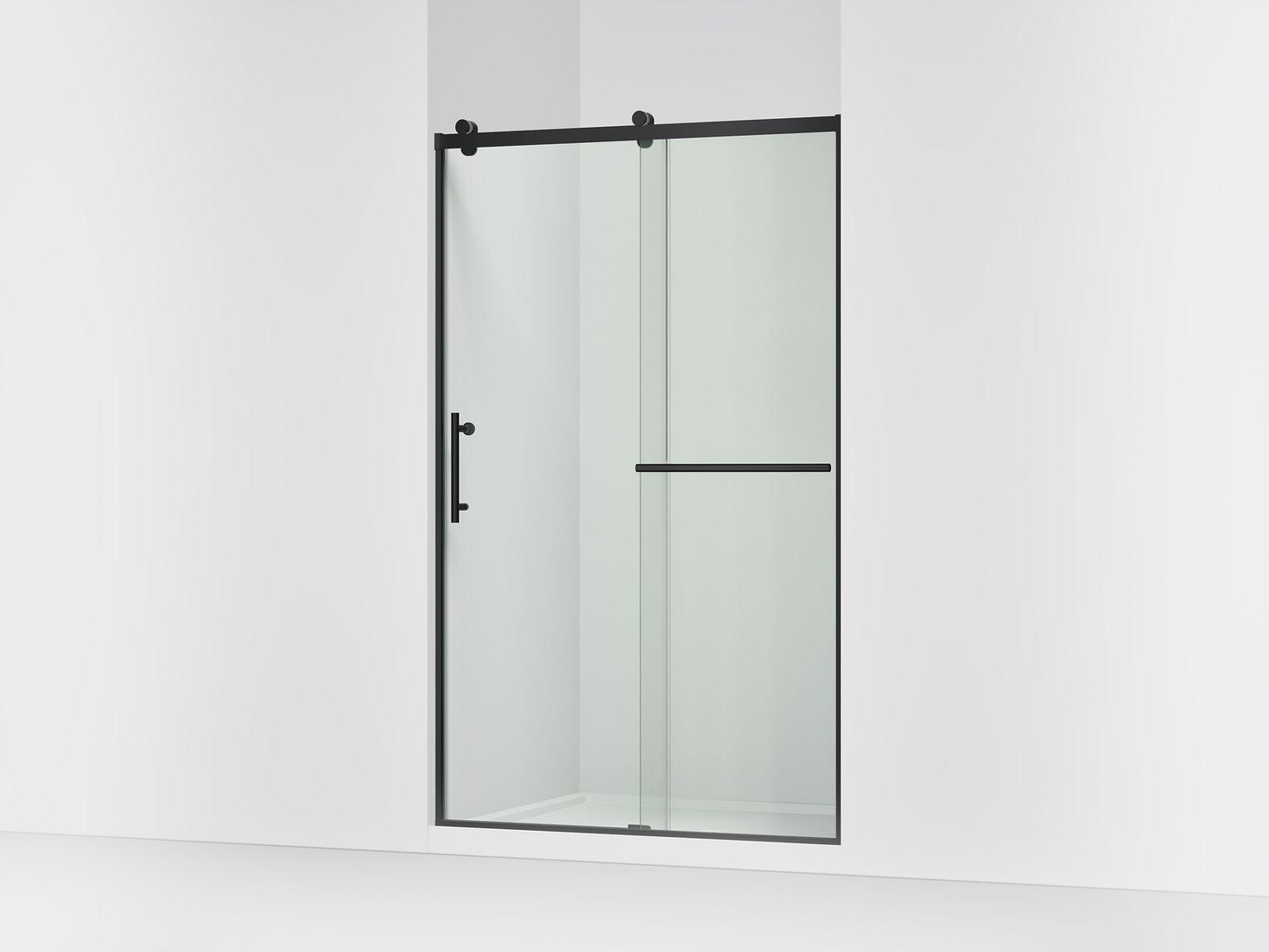 Rely 77" H sliding shower door with 3/8"-thick glass - K-709082-10L-BL