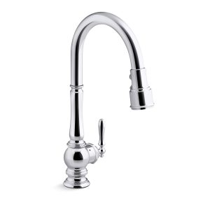 Artifacts Touchless pull-down kitchen sink faucet with KOHLER Konnect and three-function sprayhead - K-29709-WB-CP
