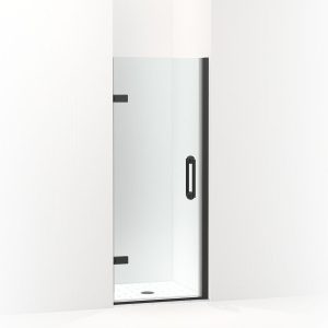 Components Frameless pivot shower door, 71-5/8" H x 29-5/8 - 30-3/8" W, with 3/8" thick Crystal Clear glass - K-27583-10L-BL