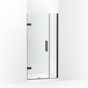 Composed Frameless pivot shower door, 71-9/16" H x 33-5/8 - 34-3/8" W, with 3/8" thick Crystal Clear glass - K-27588-10L-BL