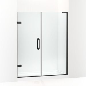 Components Frameless pivot shower door, 71-3/4" H x 58 - 58-3/4" W, with 3/8" thick Crystal Clear glass - K-27619-10L-BL