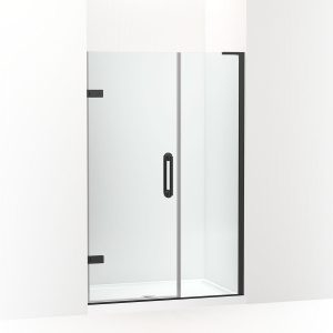Components Frameless pivot shower door, 71-3/4" H x 45-1/4 - 46" W, with 3/8" thick Crystal Clear glass - K-27605-10L-BL