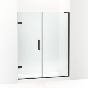 Composed 71-3/4" H pivot shower door with 3/8"-thick glass - K-27618-10L-BL