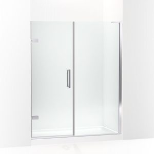 Components Frameless pivot shower door, 71-3/4" H x 58 - 58-3/4" W, with 3/8" thick Crystal Clear glass - K-27619-10L-SHP