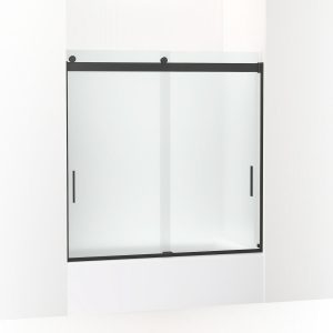 Levity Sliding bath door, 59-3/4" H x 56-5/8 - 59-5/8" W, with 1/4" thick Frosted glass - K-706002-D3-BL