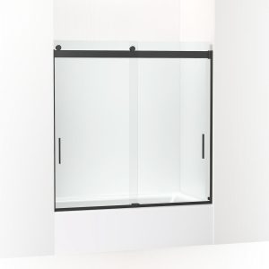 Levity Sliding bath door, 59-3/4" H x 56-5/8 - 59-5/8" W, with 1/4" thick Crystal Clear glass - K-706002-L-BL