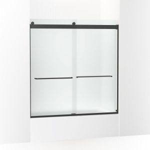 Levity Sliding bath door, 62" H x 56-5/8 - 59-5/8" W, with 1/4" thick Frosted glass - K-706004-D3-BL