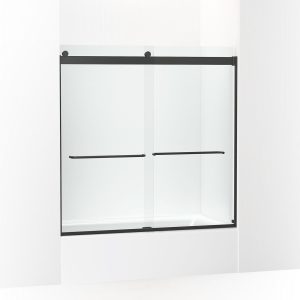 Levity Sliding bath door, 59-3/4" H x 56-5/8 - 59-5/8" W, with 1/4" thick Crystal Clear glass - K-706006-L-BL