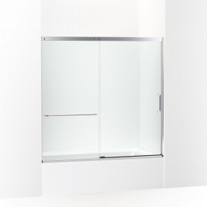 Elate Sliding bath door, 56-3/4" H x 56-1/4 - 59-5/8" W with heavy 5/16" thick Crystal Clear glass - K-707618-8L-SH