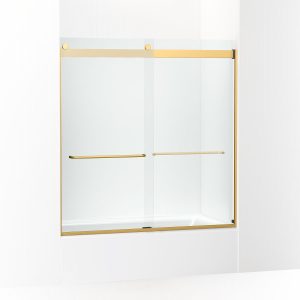 Levity Sliding bath door, 62" H x 56-5/8 - 59-5/8" W, with 1/4" thick Crystal Clear glass - K-706004-L-2MB