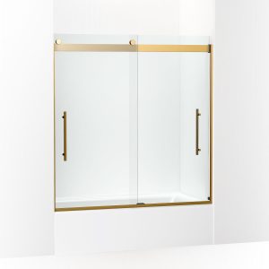 Levity Plus Frameless sliding bath door, 61-9/16" H x 56-5/8 - 59-5/8" W, with 5/16"-thick Crystal Clear glass - K-702419-L-2MB