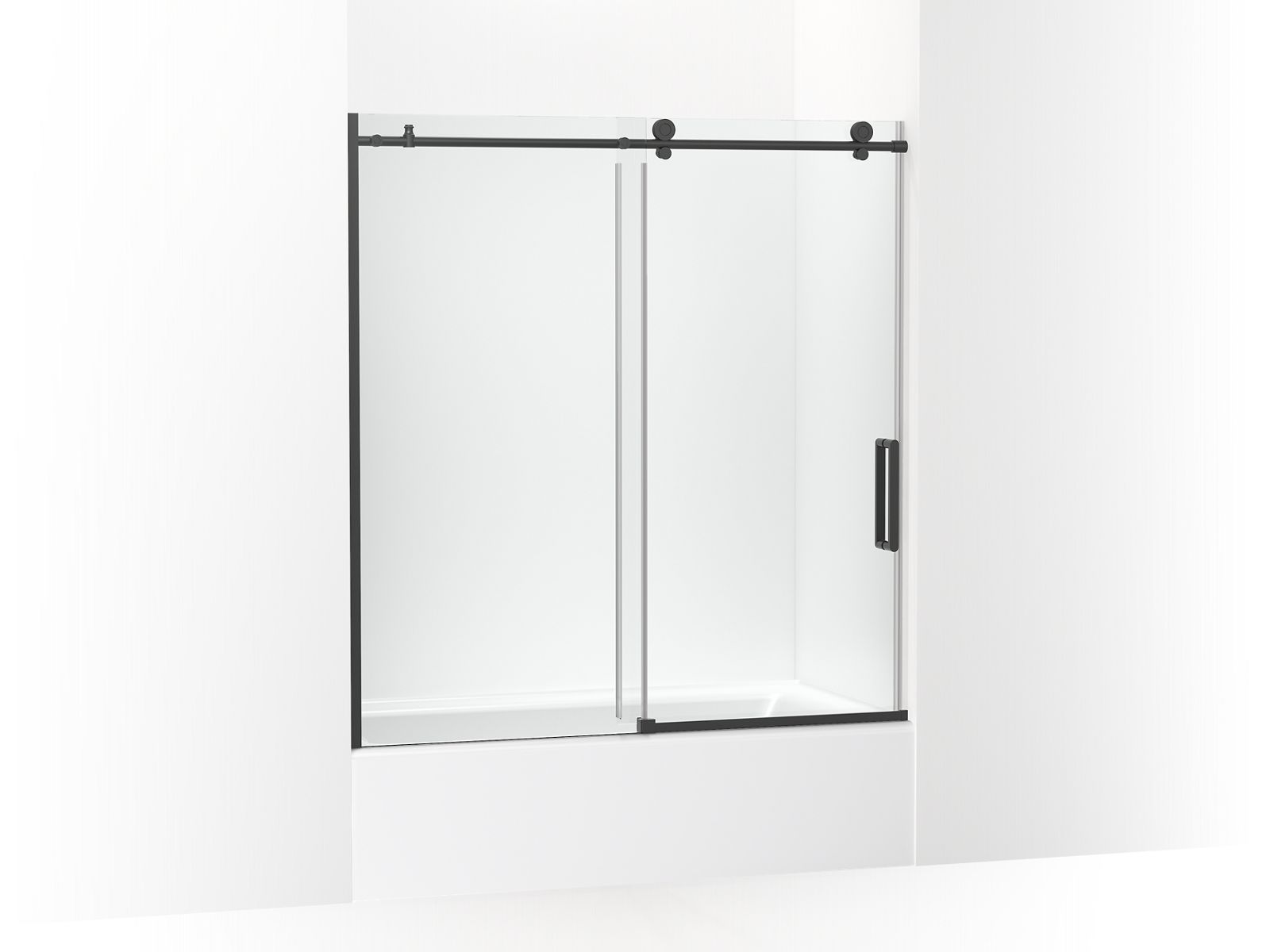 Composed 62" H sliding bath door with 3/8"-thick glass - K-701694-L-BL