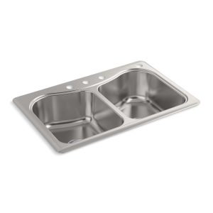 Staccato 33" top-mount double-bowl kitchen sink - K-3369-4-NA