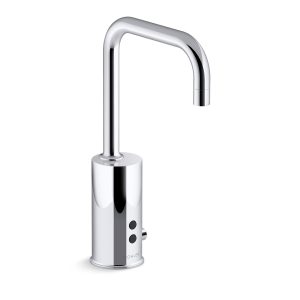 Gooseneck Touchless single-hole lavatory faucet with Insight sensor technology and temperature mixer, DC-powered, less drain, 0.35 gpm - K-13472-SATA-CP