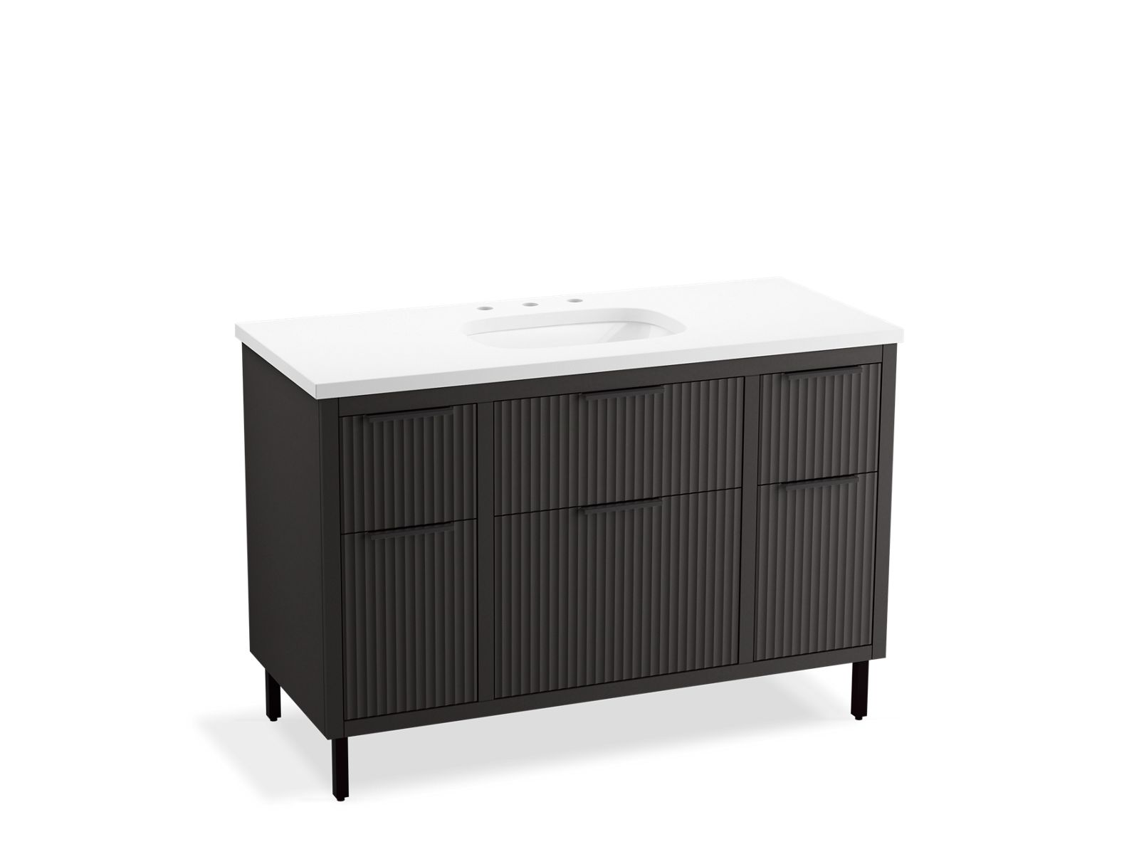 Spacity 48" wall-hung bathroom vanity cabinet with sink and quartz top - K-32172-ASB-DKS