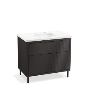 Spacity 36" wall-hung bathroom vanity cabinet with sink and quartz top - K-32171-ASB-DKS