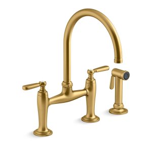 Edalyn by Studio McGee Two-hole bridge kitchen sink faucet with side sprayer - K-28356-2MB