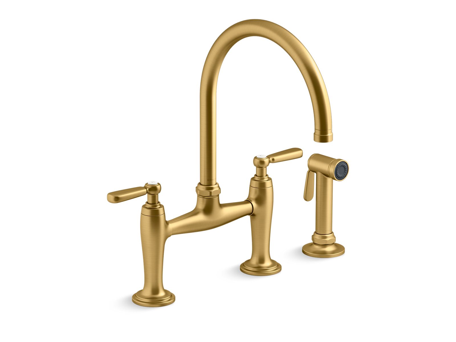 Edalyn by Studio McGee Two-hole bridge kitchen sink faucet with side sprayer - K-28356-2MB