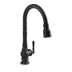 Artifacts Touchless pull-down kitchen sink faucet with KOHLER Konnect and three-function sprayhead - K-29709-WB-BL