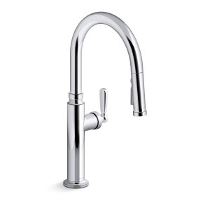 Edalyn by Studio McGee Pull-down kitchen sink faucet with three-function sprayhead - K-28358-CP