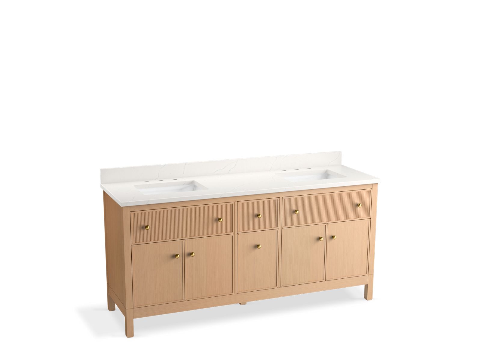 Malin by Studio McGee 72" bathroom vanity cabinet with sinks and quartz top - K-35023-SWK