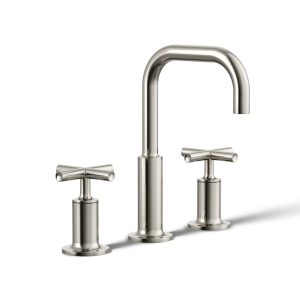 Purist Widespread bathroom sink faucet with Cross handles, 1.2 gpm - K-14406-3-SN